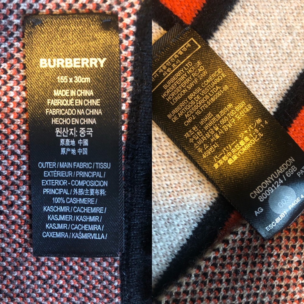 Burberry - B Series Logo Cashmere Scarf in Camel - Picture 7 of 10